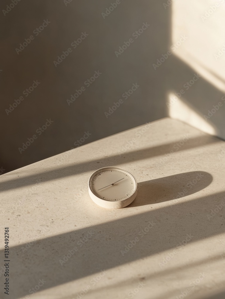 Poster minimalist fitness timer on a clean table captured under soft light for an aesthetic appeal in a tra