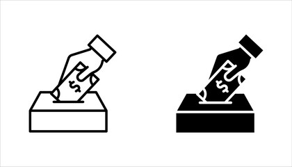 Zakat icon set. Helping hands and donate, Muslim donation in fasting month, vector illustration on white background