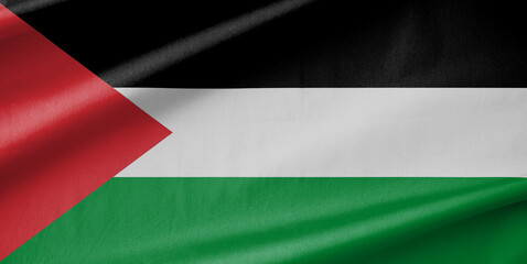 Palestine National Flag Waving in the Wind