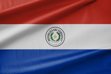Paraguay National Flag Waving in the Wind