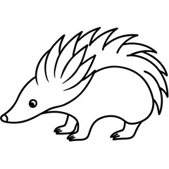 One-Line Echidna Simple Vector Art