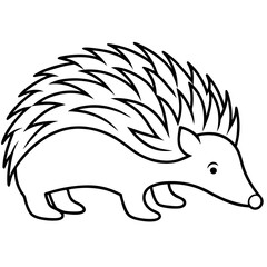 One-Line Echidna Simple Vector Art