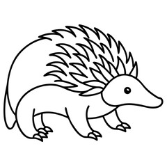 One-Line Echidna Simple Vector Art