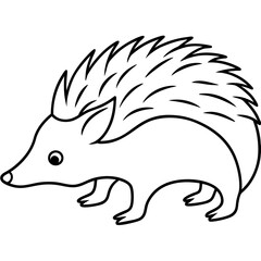 One-Line Echidna Simple Vector Art