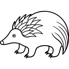 One-Line Echidna Simple Vector Art