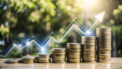 Stack Of Coins With Trading Chart In Financial Concepts Generative Ai