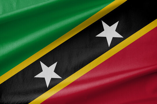 Saint Kitts and Nevis National Flag Waving in the Wind