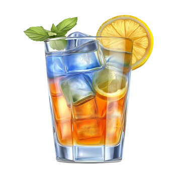 iced tea cocktail with lemon and mint clip art preview