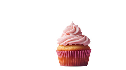Cupcake with pink cream, isolated on white background / PNG