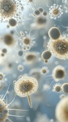 Obraz premium Microscopic view of fungal spores floating in air Fungal Infection Awareness Month