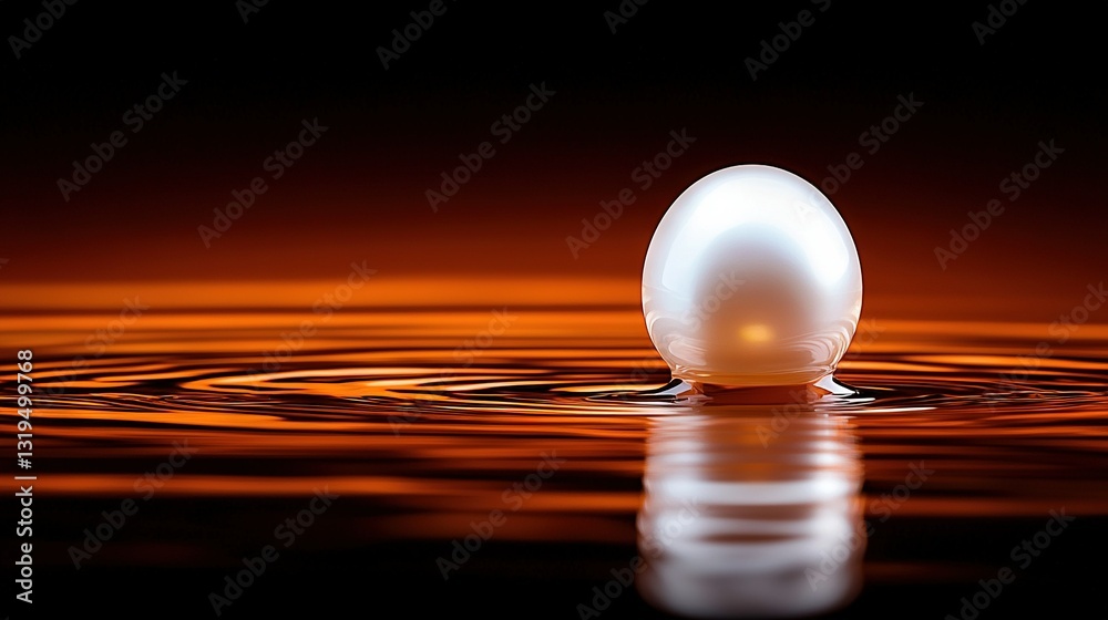 Canvas Prints a white object floats above water against a red and black backdrop, featuring a single droplet