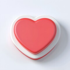 Vibrant Red Heart 3D Icon on Clean White Background