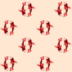 Red koi fish seamless pattern