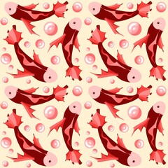Red koi fish seamless pattern