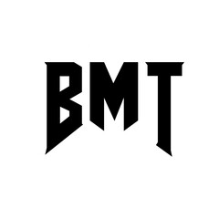 Obraz premium BMT letter logo design for technology company. BMT logo design black and white color combination. BMT logo, BMT vector, BMT design, BMT icon, BMT alphabet. BMT typography logo design.