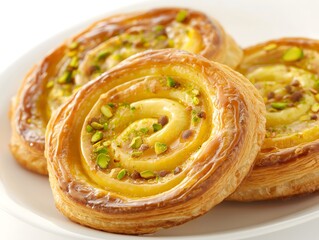 A Tray of Freshly Baked Danish Pastries with a Golden Brown Crust