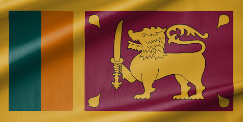Sri Lanka National Flag Waving in the Wind