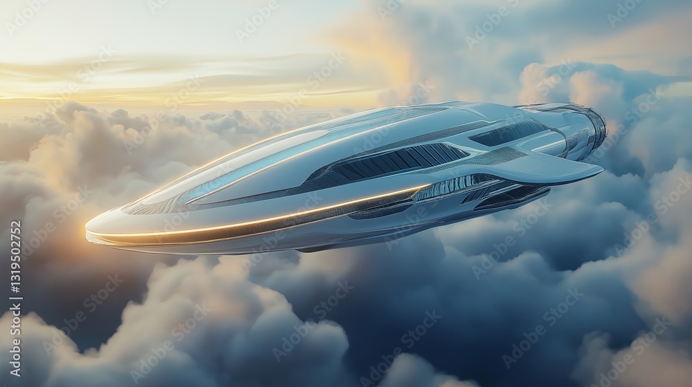 Aufkleber a futuristic spaceship exploring a distant galaxy