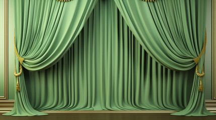 beautiful green curtain arrangement