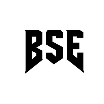 BSE letter logo design for technology company. BSE logo design black and white color combination. BSE logo, BSE vector, BSE design, BSE icon, BSE alphabet. BSE typography logo design.