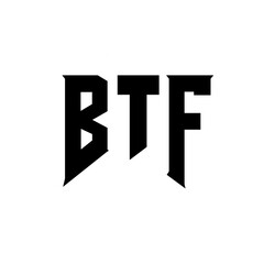 Obraz premium BTF letter logo design for technology company. BTF logo design black and white color combination. BTF logo, BTF vector, BTF design, BTF icon, BTF alphabet. BTF typography logo design.