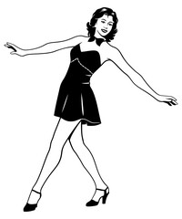 Dancing Showgirl. Vector clipart isolated on white.