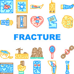 Fototapeta premium fracture break bone icons set vector