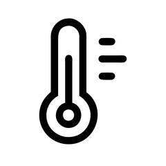 Thermometer silhouette icon, temperature concept, measurement design, monochrome style, copy space, on a white background