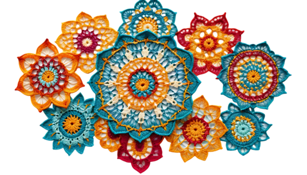  Colorful crochet lace mandala designs intricate patterns png 