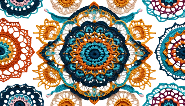  Colorful crochet lace mandala designs intricate patterns png 