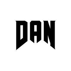 DAN letter logo design for technology company. DAN logo design black and white color combination. DAN logo, DAN vector, DAN design, DAN icon, DAN alphabet. DAN typography logo design.