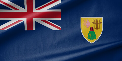 Turks and Caicos Islands National Flag Waving in the Wind