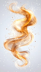 Fototapeta premium Golden glittering swirls dance on a light gray backdrop creating a luminous and elegant abstract design