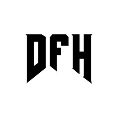 DFH letter logo design for technology company. DFH logo design black and white color combination. DFH logo, DFH vector, DFH design, DFH icon, DFH alphabet. DFH typography logo design.