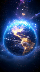 Obraz premium Earth glowing in the cosmos