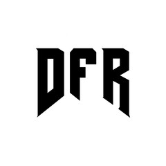 DFR letter logo design for technology company. DFR logo design black and white color combination. DFR logo, DFR vector, DFR design, DFR icon, DFR alphabet. DFR typography logo design.