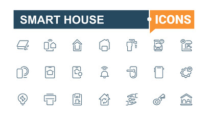 Smart House icon. Includes symbols for automation, network, real, estate and more. Smart Home line icons set. UI icon set in a thin design. Modern vector UI icons.