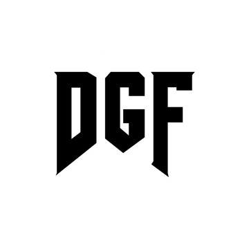 DGF letter logo design for technology company. DGF logo design black and white color combination. DGF logo, DGF vector, DGF design, DGF icon, DGF alphabet. DGF typography logo design.