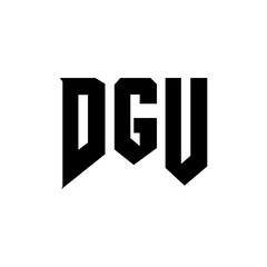 DGU letter logo design for technology company. DGU logo design black and white color combination. DGU logo, DGU vector, DGU design, DGU icon, DGU alphabet. DGU typography logo design.