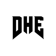 DHE letter logo design for technology company. DHE logo design black and white color combination. DHE logo, DHE vector, DHE design, DHE icon, DHE alphabet. DHE typography logo design.
