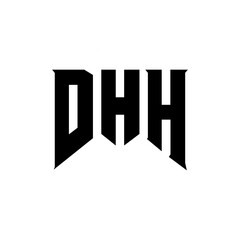 DHH letter logo design for technology company. DHH logo design black and white color combination. DHH logo, DHH vector, DHH design, DHH icon, DHH alphabet. DHH typography logo design.