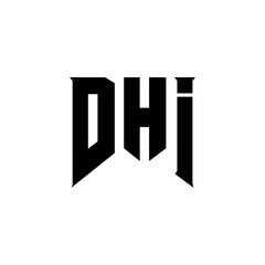 DHI letter logo design for technology company. DHI logo design black and white color combination. DHI logo, DHI vector, DHI design, DHI icon, DHI alphabet. DHI typography logo design.