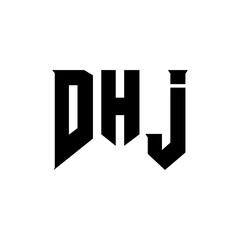 DHJ letter logo design for technology company. DHJ logo design black and white color combination. DHJ logo, DHJ vector, DHJ design, DHJ icon, DHJ alphabet. DHJ typography logo design.