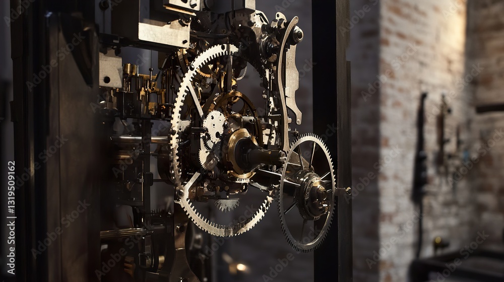 Wall mural intricate clockwork mechanism: a study in gears and precision