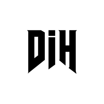 DIH letter logo design for technology company. DIH logo design black and white color combination. DIH logo, DIH vector, DIH design, DIH icon, DIH alphabet. DIH typography logo design.