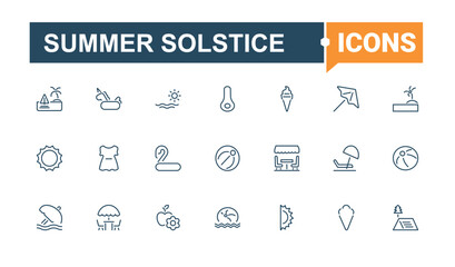 Summer simple icon. Includes symbols for palm, ice, tourism, graphic, bikini, flip, holiday, travel. Pixel perfect. Glass linear icon. Modern icon collections.