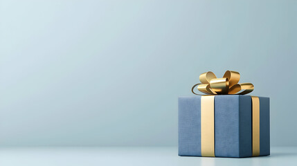 Elegant gift box on light blue backdrop