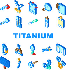 titanium accessories jewelry icons set vector