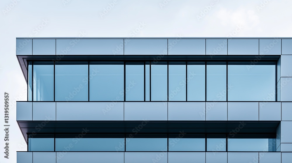 Poster A minimalist architectural shot of a modern building with clean lines and large windows