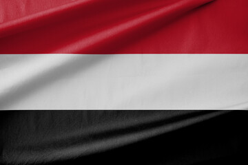 Yemen National Flag Waving in the Wind